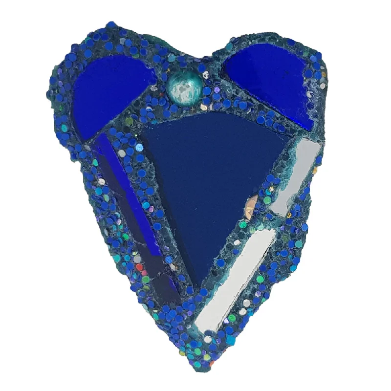 silver gemstone brooches for women-BLUE HEART BROOCH, 2021