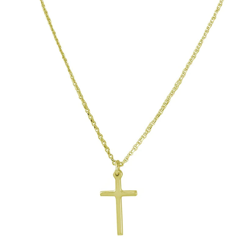 diamond pendant necklaces for women-Silver 925 Gold Plated Cross Pendant with Chain