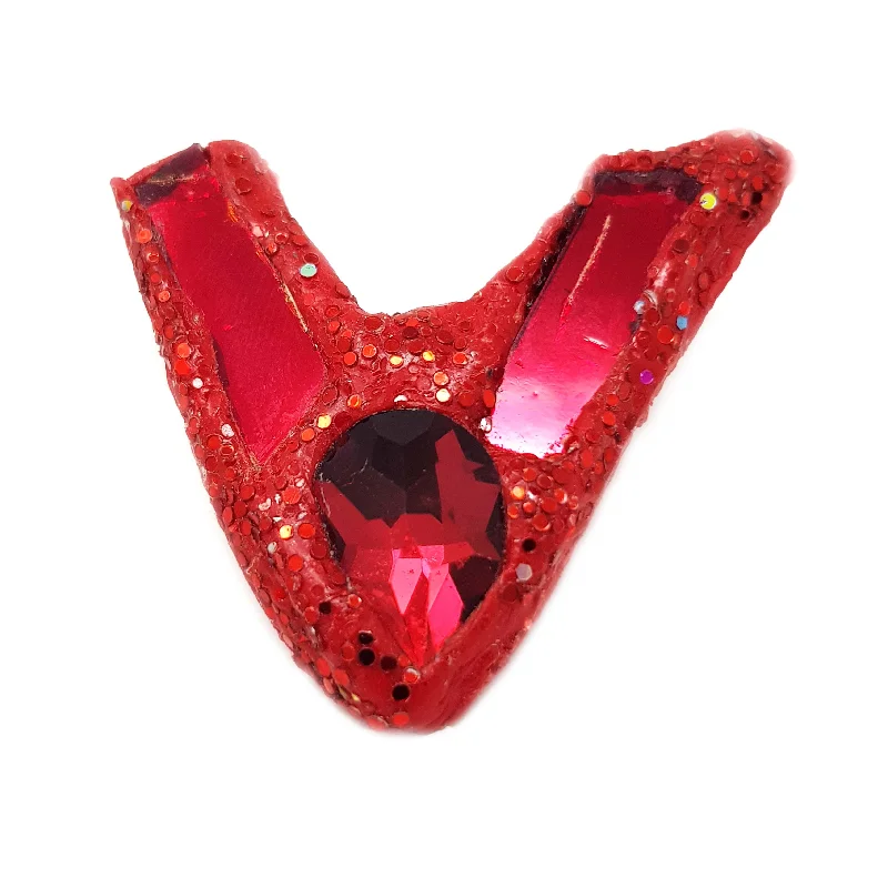 black brooches for women-LETTER V - RED BROOCH