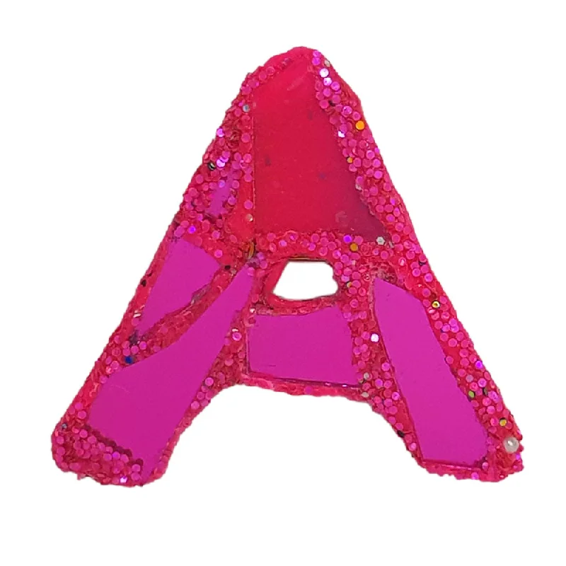 elegant brooches for women-LETTER A - PINK BROOCH