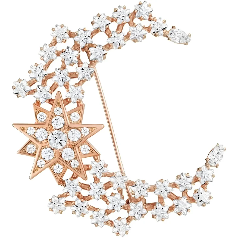 silver brooches for women-Swarovski Women's Brooch - MoonSun Rose Gold Tone Plated with Star Motif | 5489775