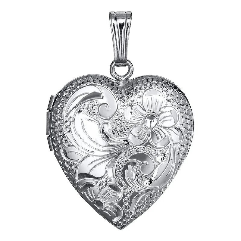 name necklaces for women-LeStage® Cape Cod : Sterling Silver Floral Heart Locket