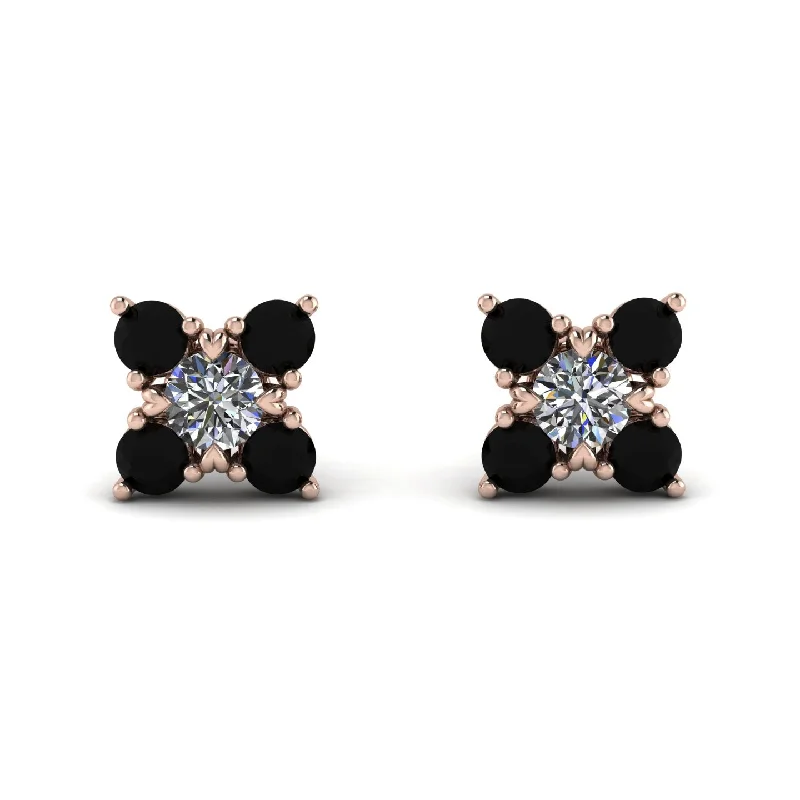 elegant pearl earrings for women-Geometrical 5 Diamonds Stud Earrings - Noa No. 32