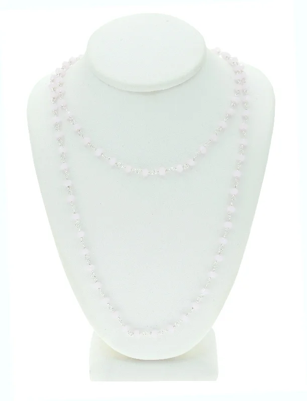 fashion necklaces for women-Rose Quartz Gemstone Lariat