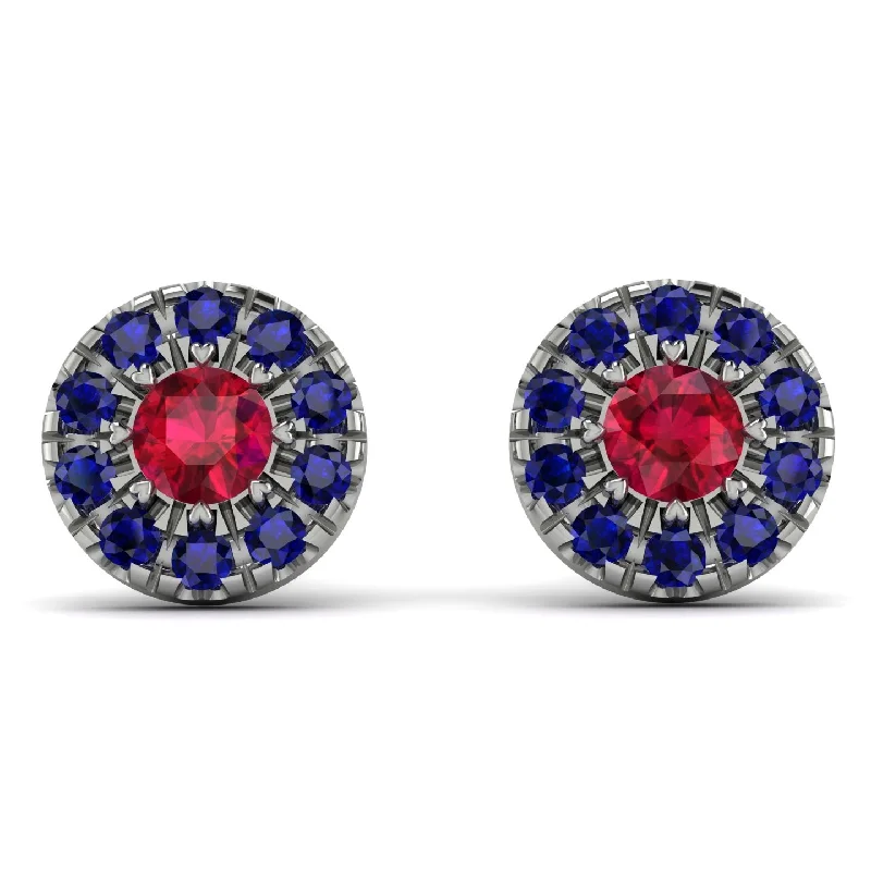 gemstone earrings for women-Halo Ruby Earrings - Heaven No. 72