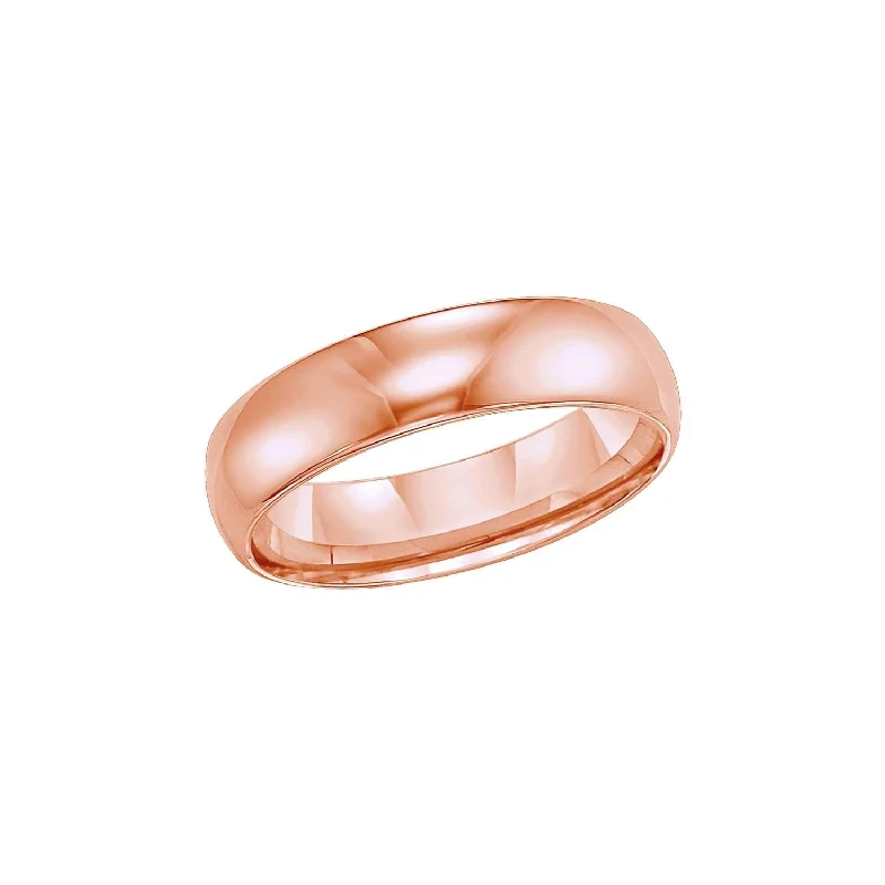 rose gold engagement rings for women-Domed 6mm Comfort Fit Band