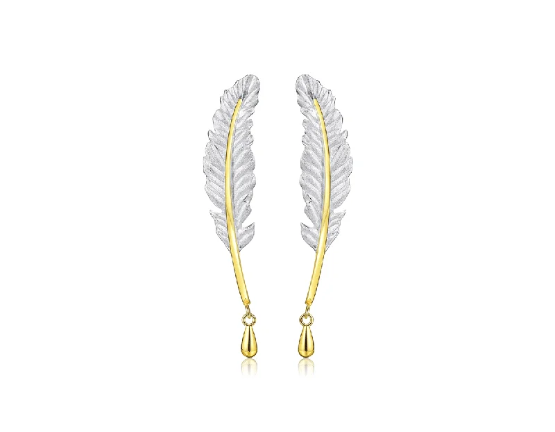 geometric stud earrings for women-Vintage Feather Earring