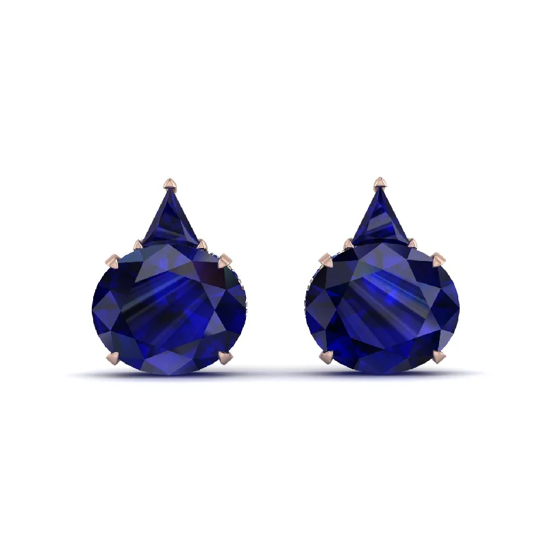 vintage earrings for women-Hidden Halo Sapphire Earrings - Rosalie No. 74