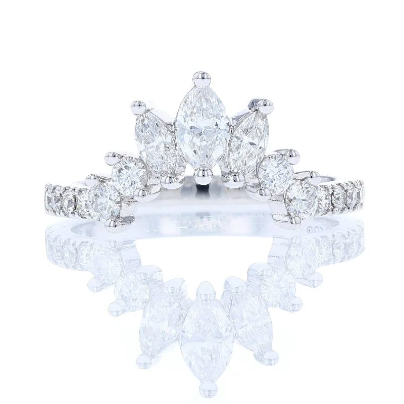 halo engagement rings for women-Graduated Marquise Contour Diamond Band