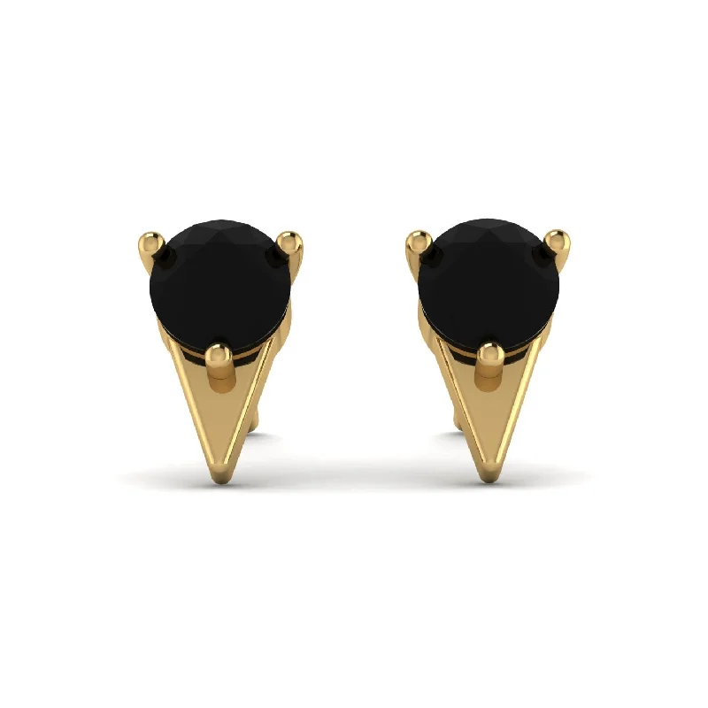 personalized earrings for women-Triangle Black Diamond Earrings - Aisha No. 7