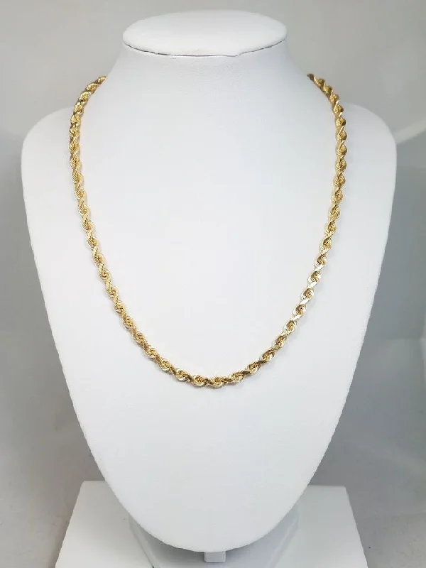 vintage necklaces for women-Impressive 18" Solid 14k Yellow Gold Diamond Cut Rope Chain