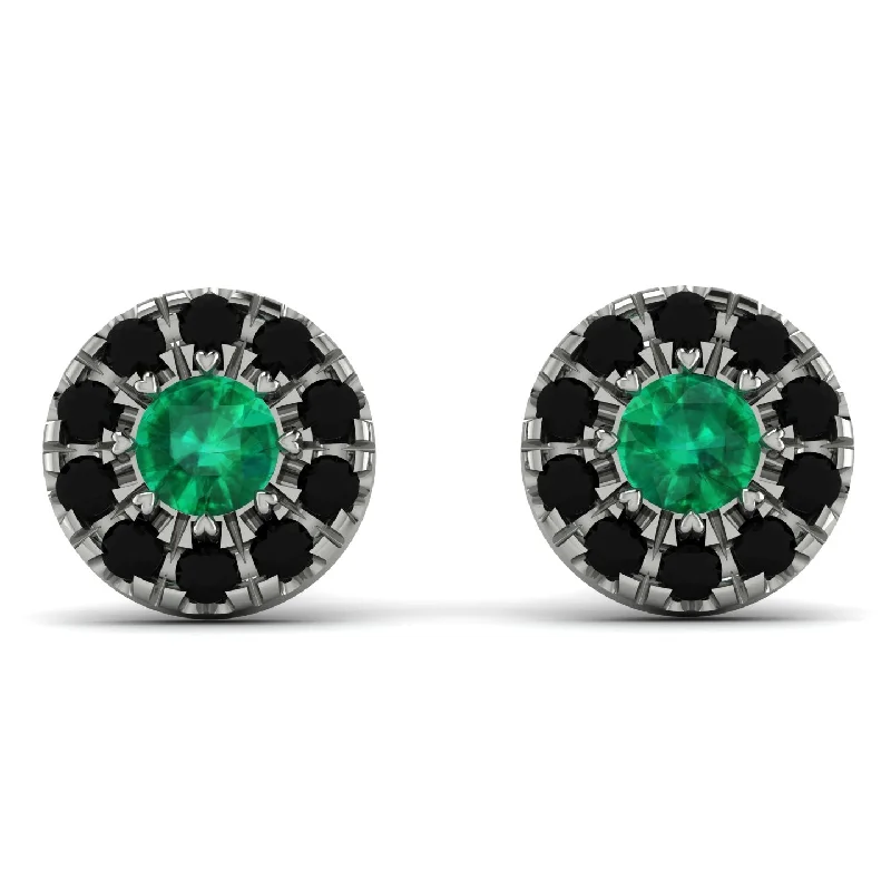 silver drop earrings for women-Halo Emerald Earrings - Heaven No. 36