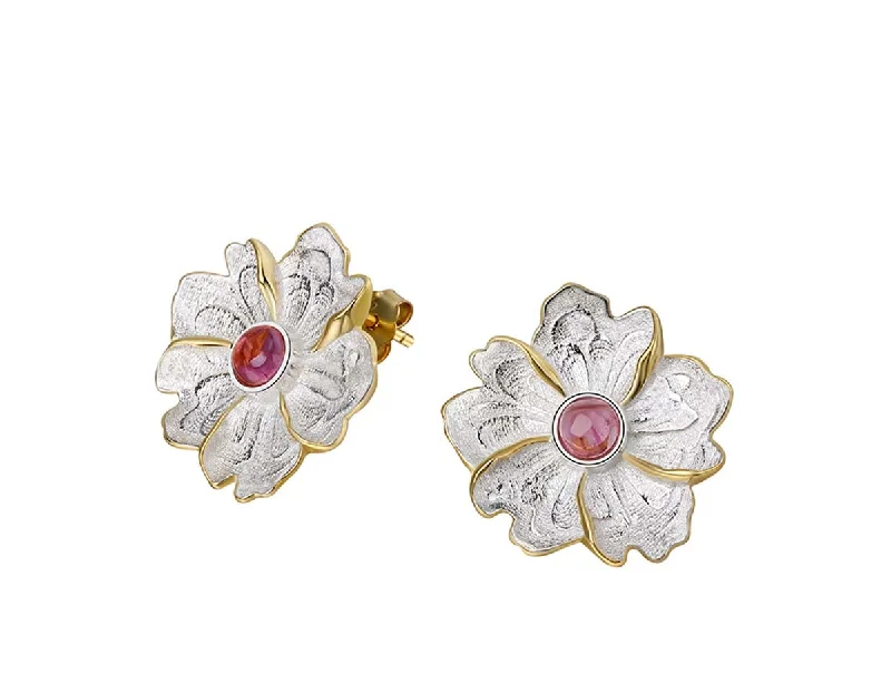 trendy hoop earrings for women-Peony Flower Earring