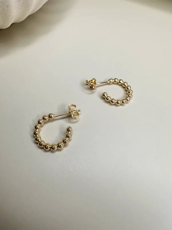 heart earrings for women-Velani Jewelry Beaded C Hoop