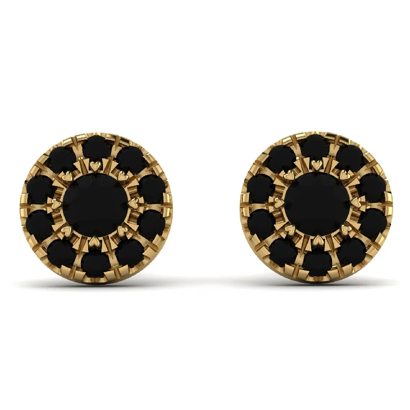 diamond earrings for women-Halo Black Diamond Earrings - Heaven No. 37