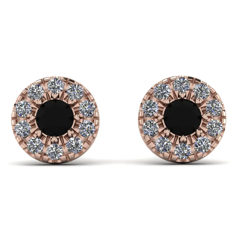 colorful earrings for women-Halo Black Diamond Earrings - Heaven No. 8