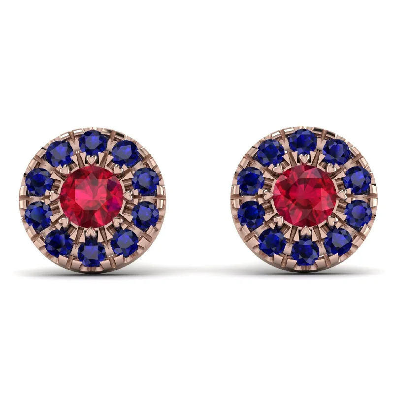 stud earrings for women-Halo Ruby Earrings - Heaven No. 71