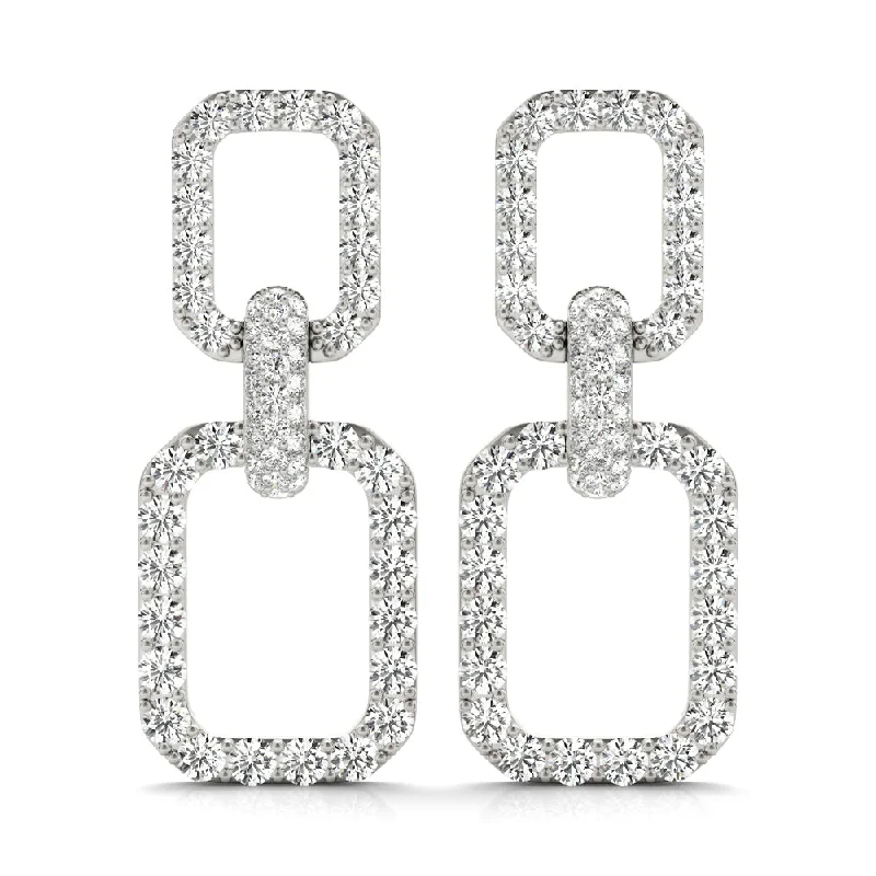 fun earrings for women-14K Chain Link Drop Diamond Earring