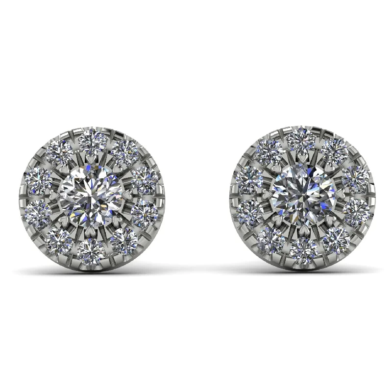 diamond earrings for women-Halo Diamond Earrings - Heaven No. 3