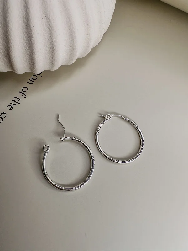 clip-on earrings for women-Velani Jewelry Melissa Thick Hoop Sterling Silver