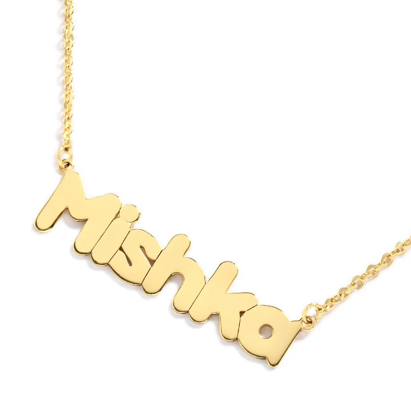 initial necklaces for women-Bubble Letter Nameplate