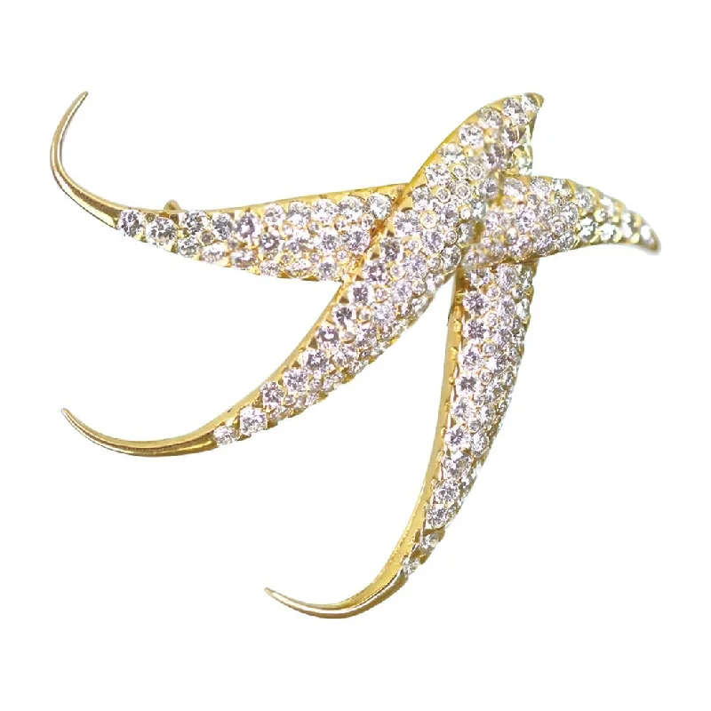 butterfly pin brooches for women-18k yellow gold and pavé diamond brooch