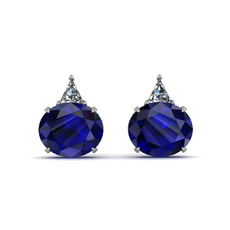 cute stud earrings for women-Hidden Halo Sapphire Earrings - Rosalie No. 15