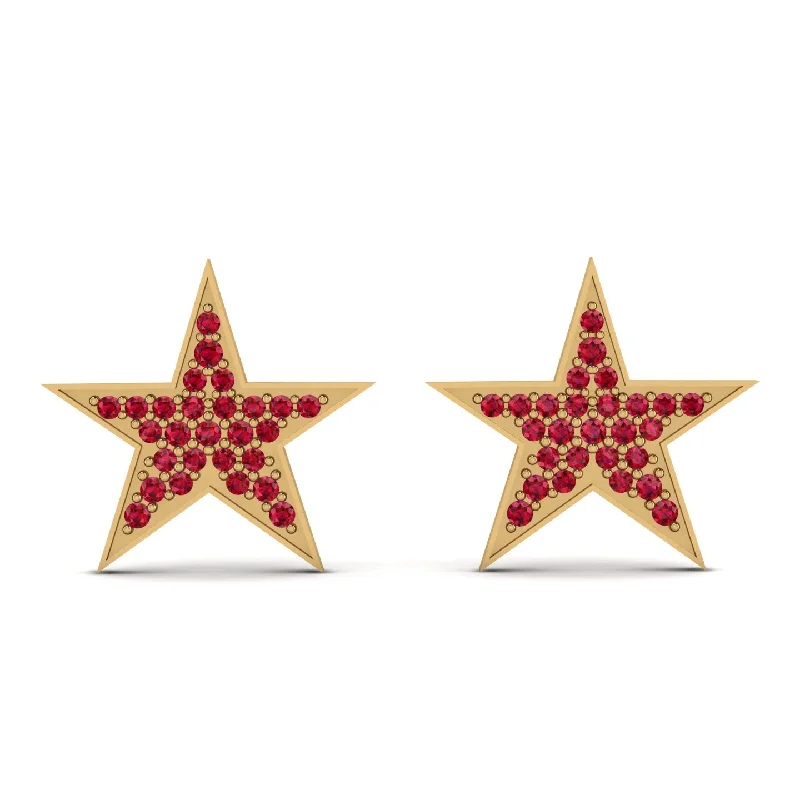 chic earrings for women-Star Stud Ruby Earrings - Star No. 10