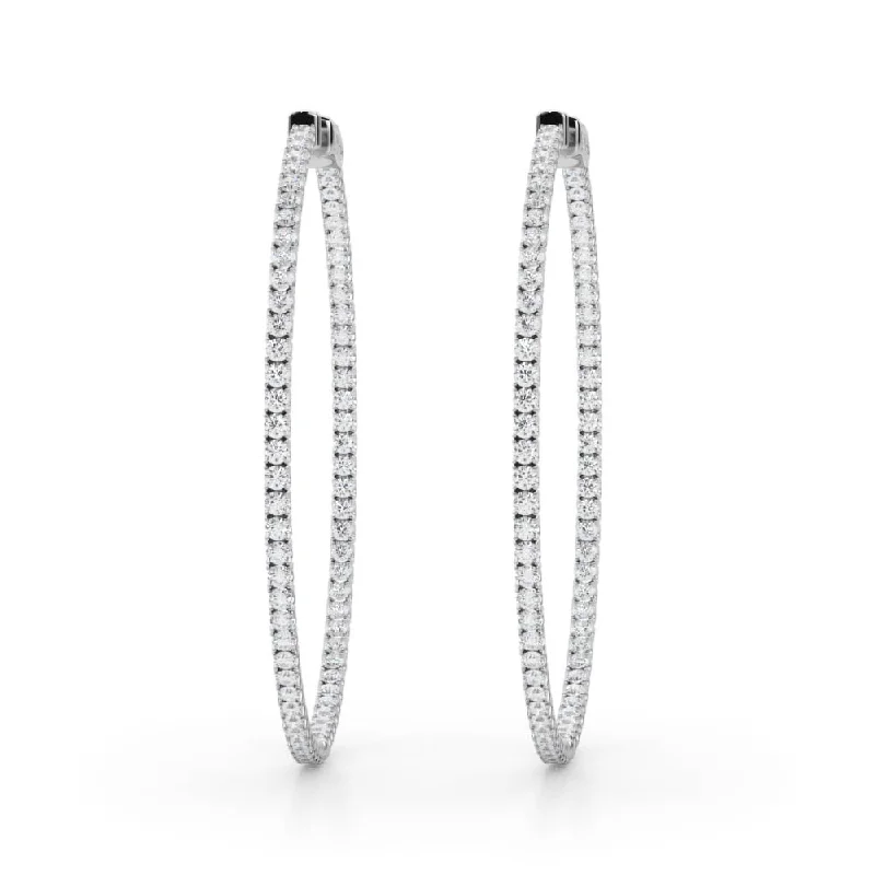 big earrings for women-14K Inside Out Hoop Diamond Earring 42mm