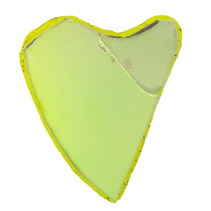 romantic brooches for women-LARGE GREEN & YELLOW HEART BROOCH - SIMPLY LOVE