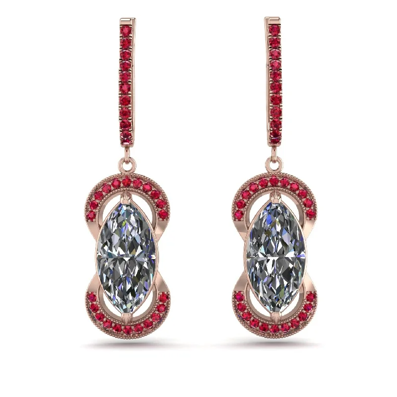 animal earrings for women-Marquise Vintage Diamond Earrings - Marley No. 47