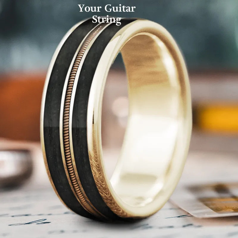 rose gold rings for women-Custom Design - 3-Inlay Metal Center Ring -d-6BAvwgaEWe7sxoZgKXU5E