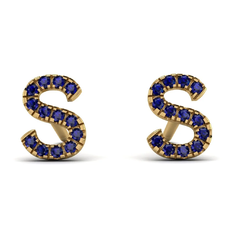 art deco earrings for women-Personalised Initial Sapphire Earrings - Gloria No. 13