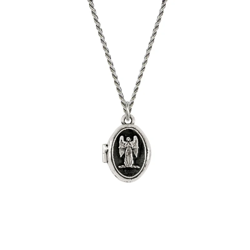 custom-designed necklaces for women-Small Guardian Angel Locket