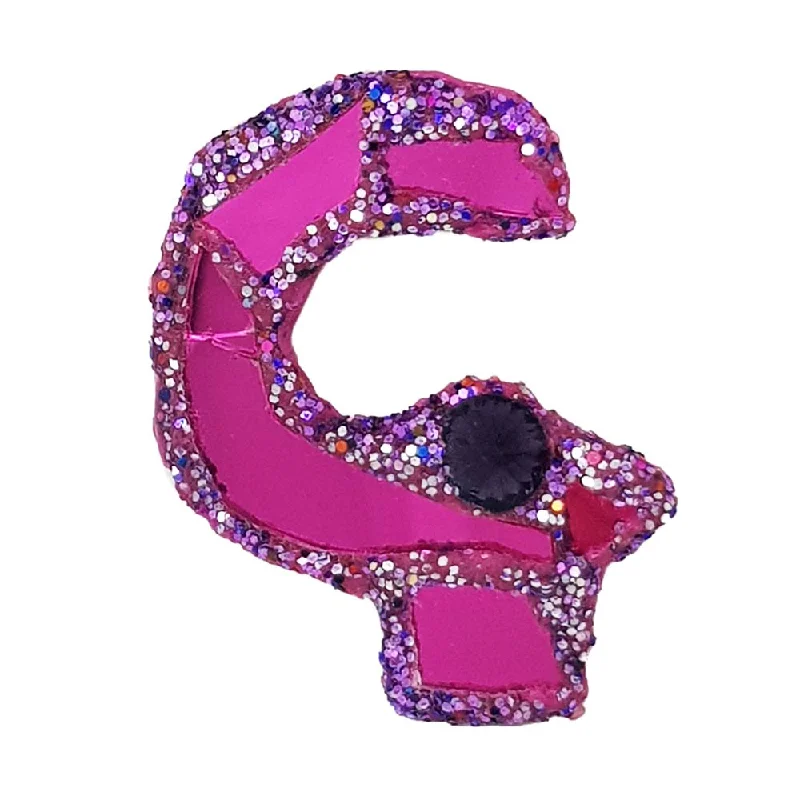 cute brooches for women-LETTER G -  PURPLE BROOCH