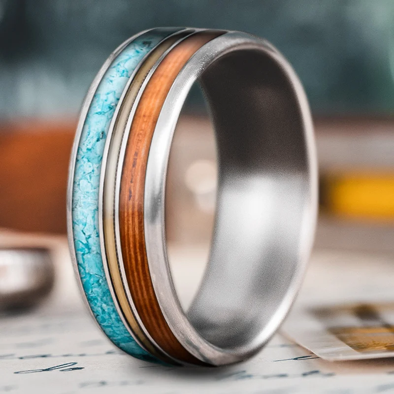 elegant rings for women-Custom Design - 3-Inlay Metal Center fWiJsYsymb0WkTG6nTluyDgb