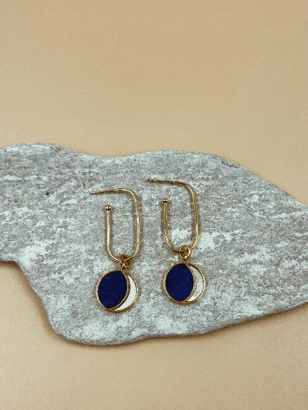 chandelier earrings for women-Night of the blue moon U-pin huggies