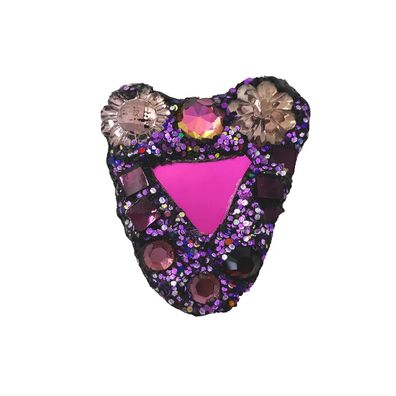 luxury floral brooches for women-"H. C." - PURPLE CRYSTAL HEART BROOCH, 2022