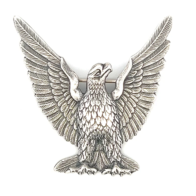 geometric pin brooches for women-Estate Sterling Silver Eagle Brooch