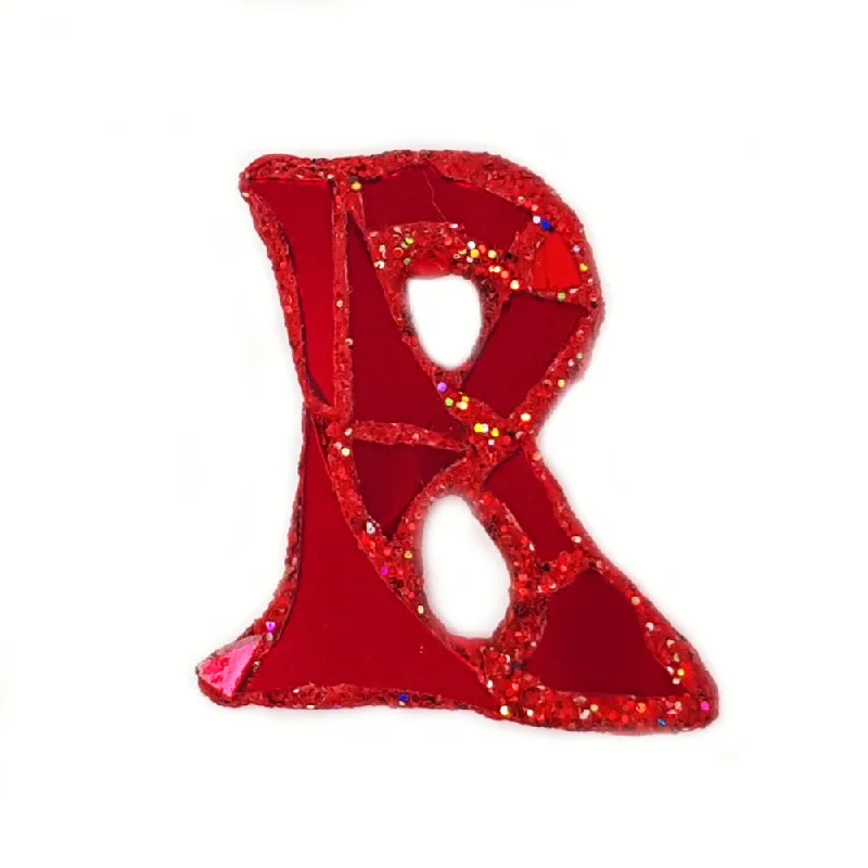 silk brooches for women-LETTER R - RED BROOCH