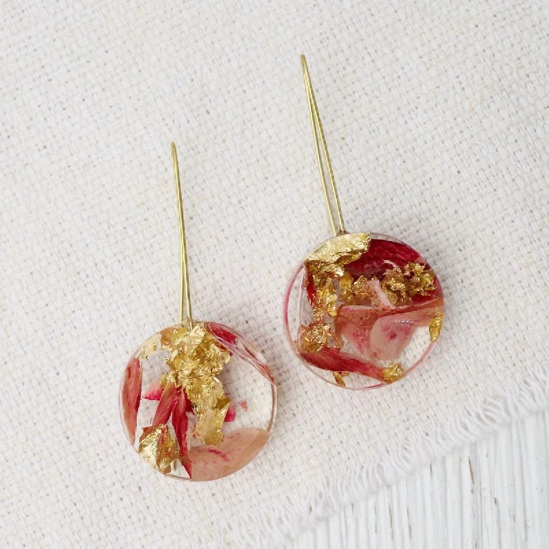 luxury pearl earrings for women-Botanical Small Full Moon Rose Petal Earrings