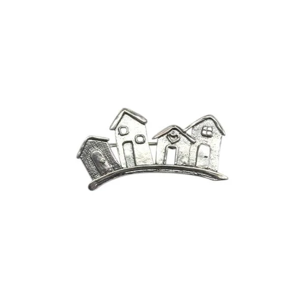 vintage brooches for women-Sterling Silver Seaside Houses Brooch