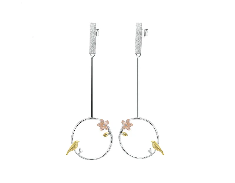 pearl drop earrings for women-Bird in a Jungle Earring