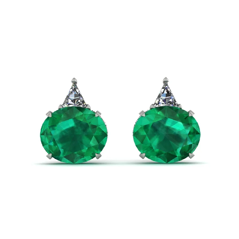 clip-on earrings for women-Hidden Halo Emerald Earrings - Rosalie No. 6