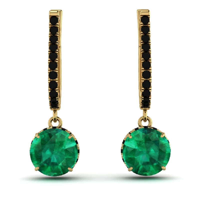 bridal earrings for women-Emerald Dangle Earrings With Hidden Halo - Adaline No. 34