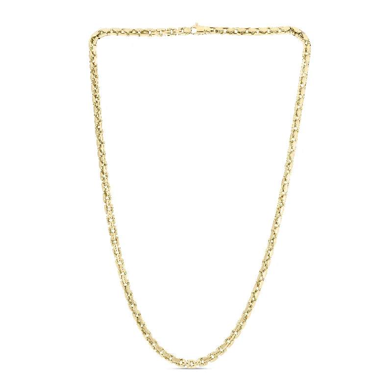 statement jewelry necklaces for women-14K 5mm Mens Fancy Box Chain