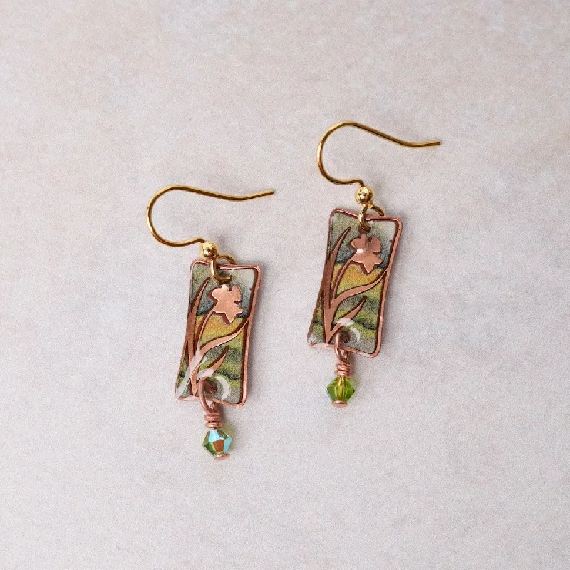 fashion earrings for women-Copper Darling Daffodil  Earrings