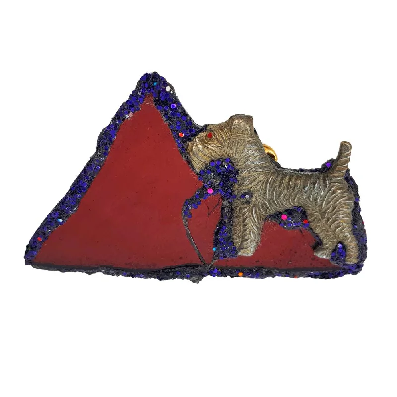 vintage pin brooches for women-DOG AND MOUNTAIN BROOCH - CLIMB EVERY MOUNTAIN