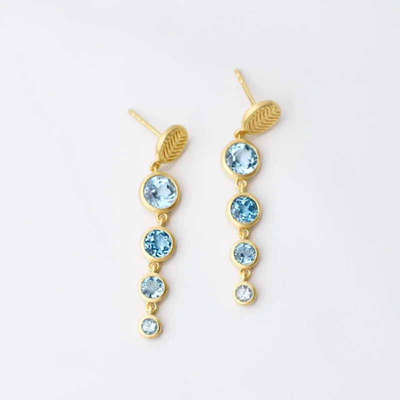 luxury earrings for women-Serenity 4 Sky Blue Topaz Drop Earrings