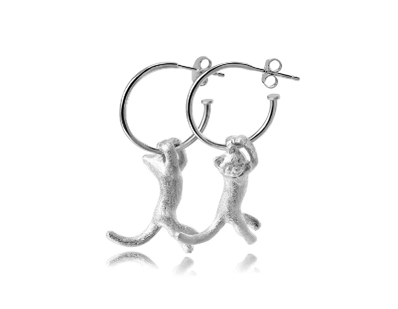 chic earrings for women-Hanging Cat Earring